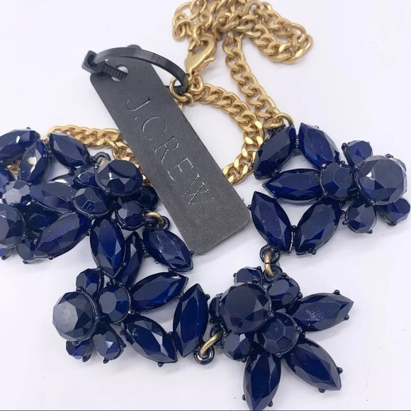 J. Crew Navy Blue Faceted Necklace NWT - Picture 2 of 4